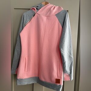AMPERSAND AVE Peach and Gray Doublehoodie